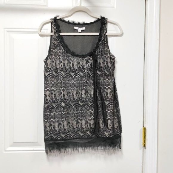 CAbi Tops - CAbi Women's Emily Black Lace Overlay Bow Sleeveless Top Blouse Size S
